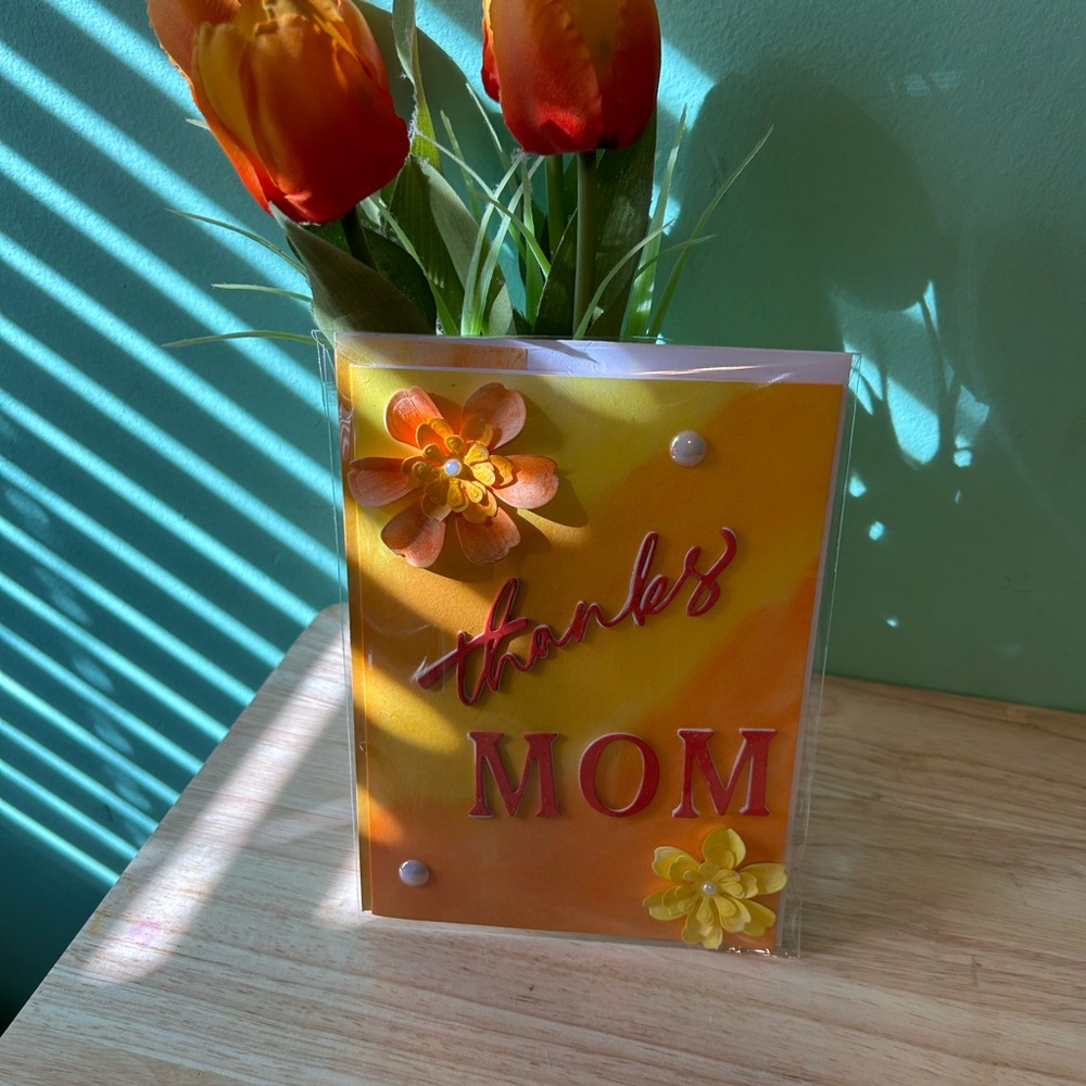 Vibrant Floral Thank You Card - Orange and Yellow